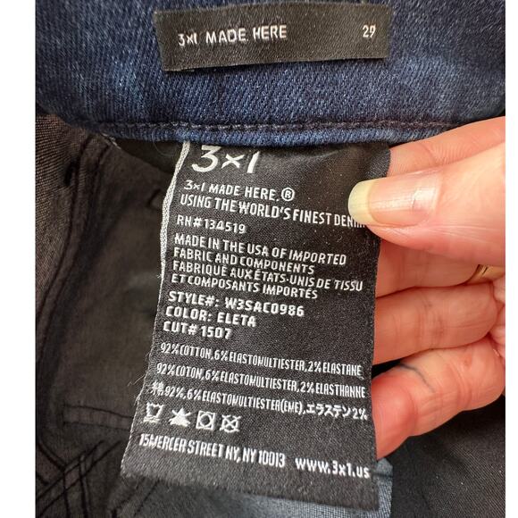 3x1 Eleta 1507 Authentic Straight Leg Raw Hem High Waist Jeans 29 - Picture 11 of 15
